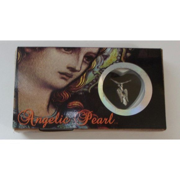 Angelic Pear Necklace Pendant 16" Stainless Steel Chain Heavenly Angels diy - Picture 1 of 16